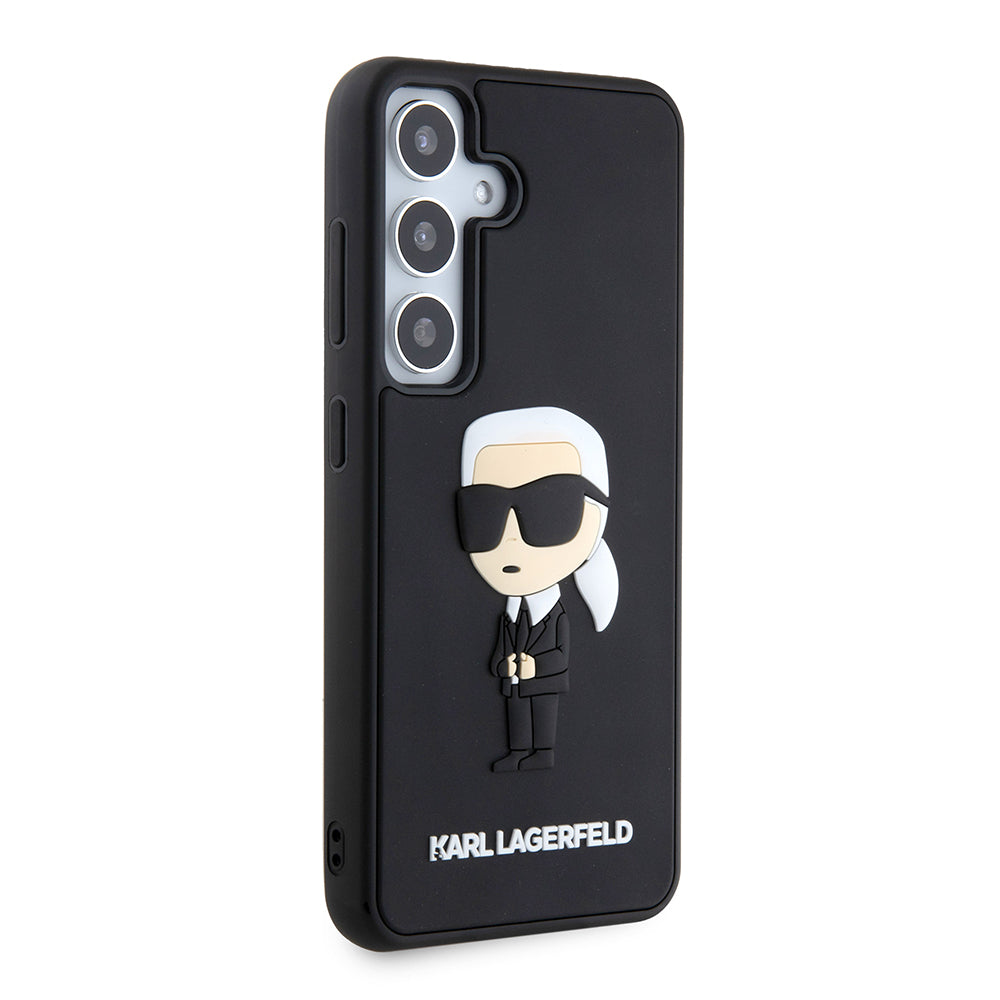 Cover til Samsung Galaxy S24 S921, Karl Lagerfeld, 3D Rubber Ikonik Karl, Sort