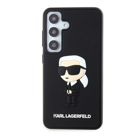 Cover til Samsung Galaxy S24 S921, Karl Lagerfeld, 3D Rubber Ikonik Karl, Sort