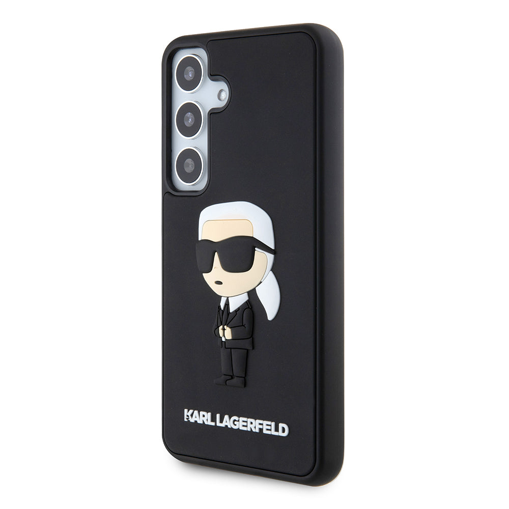 Cover til Samsung Galaxy S24 S921, Karl Lagerfeld, 3D Rubber Ikonik Karl, Sort