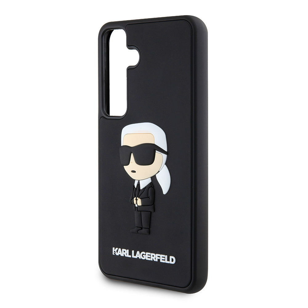 Cover til Samsung Galaxy S24 S921, Karl Lagerfeld, 3D Rubber Ikonik Karl, Sort