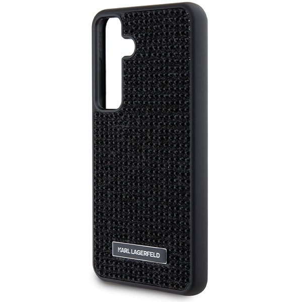 Etui til Samsung Galaxy S24 S921, Karl Lagerfeld, Rhinestone Metal Plate, Sort