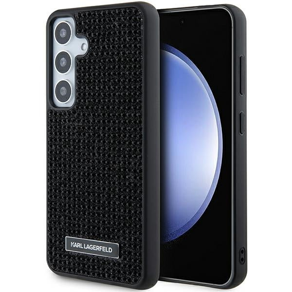 Etui til Samsung Galaxy S24 S921, Karl Lagerfeld, Rhinestone Metal Plate, Sort