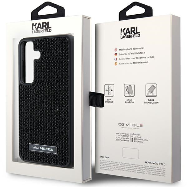 Etui til Samsung Galaxy S24 S921, Karl Lagerfeld, Rhinestone Metal Plate, Sort