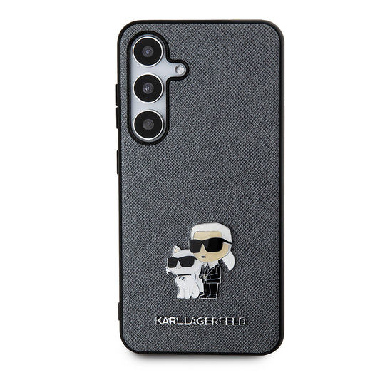 Etui til Samsung Galaxy S24 S921, Karl Lagerfeld, Saffiano Karl & Choupette Metal, Grå