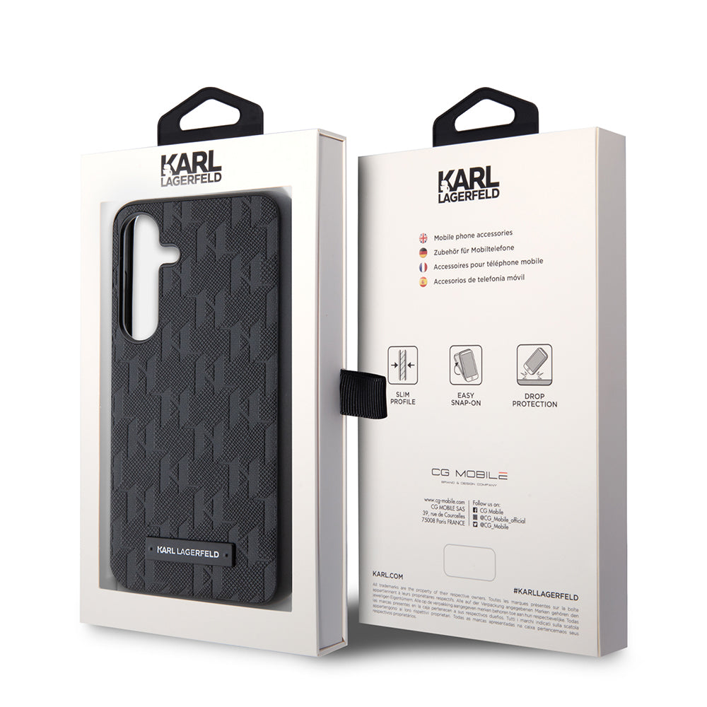 Etui til Samsung Galaxy S24 S921, Karl Lagerfeld, Saffiano Mono Metal Logo, Sort
