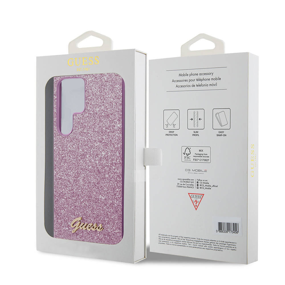 Etui til Samsung Galaxy S24 Ultra S928, Guess, Glitter Script, Sort