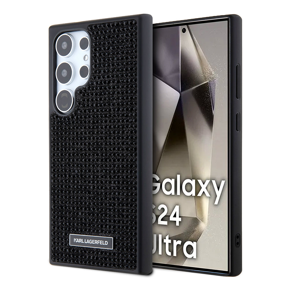 Etui til Samsung Galaxy S24 Ultra S928, Karl Lagerfeld, Rhinestone Metal Plate, Sort