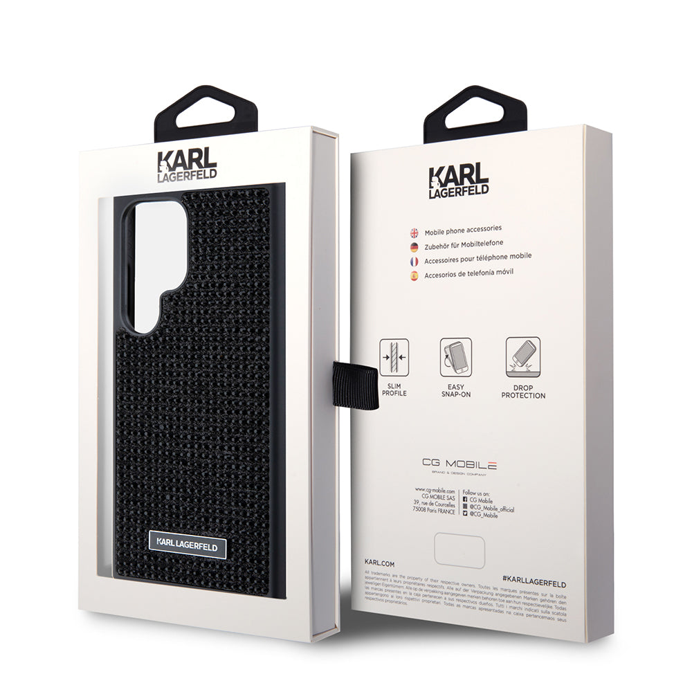 Etui til Samsung Galaxy S24 Ultra S928, Karl Lagerfeld, Rhinestone Metal Plate, Sort