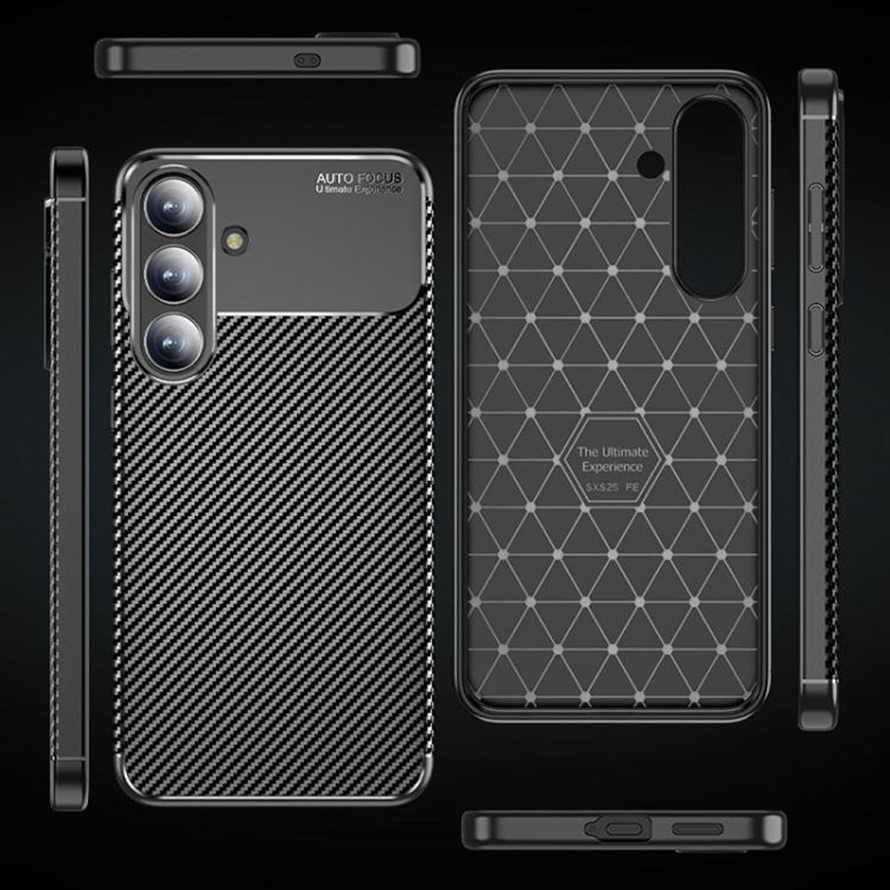 Cover til Samsung Galaxy S25 FE, Techsuit, CarbonFiber, Sort
