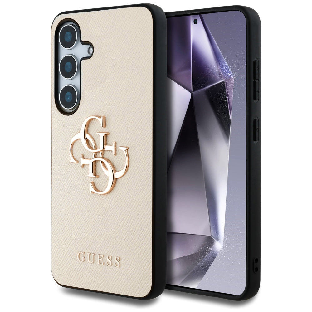 Etui til Samsung Galaxy S25 S931, Guess, 4G Grained Big and Classic Logo, Beige