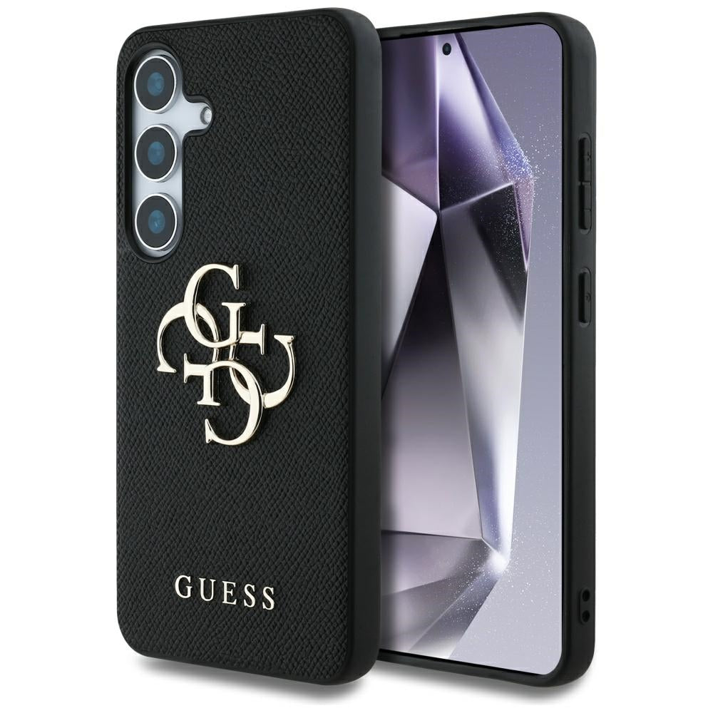Etui til Samsung Galaxy S25 S931, Guess, 4G Grained Big and Classic Logo, Sort
