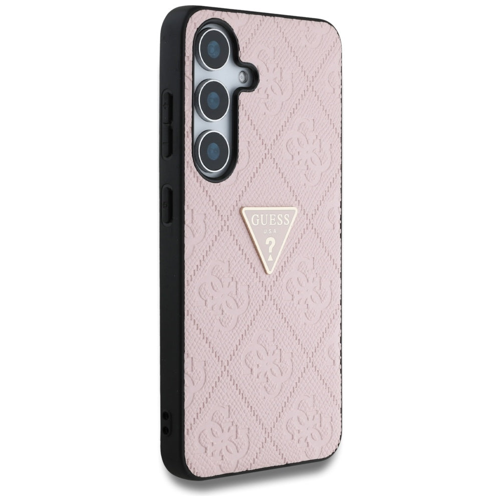 Etui til Samsung Galaxy S25 S931, Guess, Grained Hot Stamp 4G Triangle, Pink