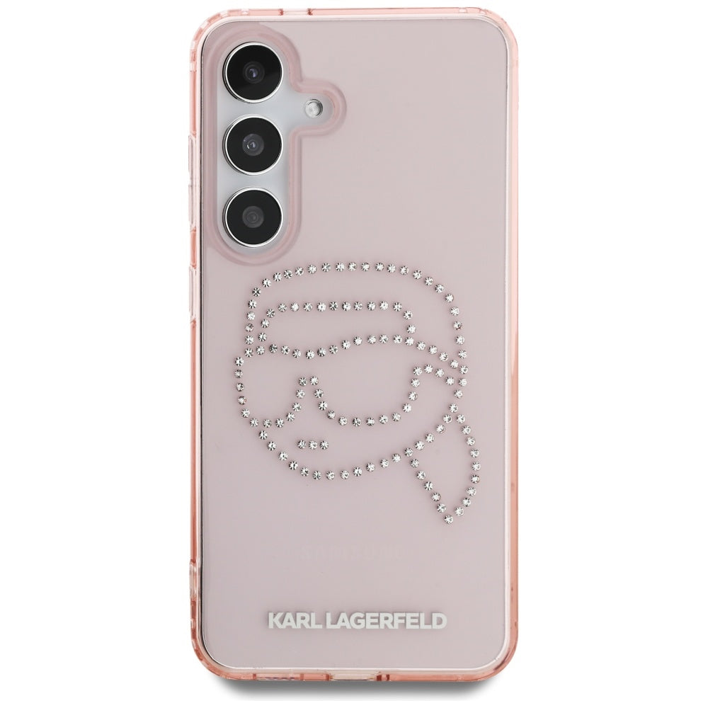 Etui til Samsung Galaxy S25 S931, Karl Lagerfeld, IML Rhinestones Karl's Head, Pink