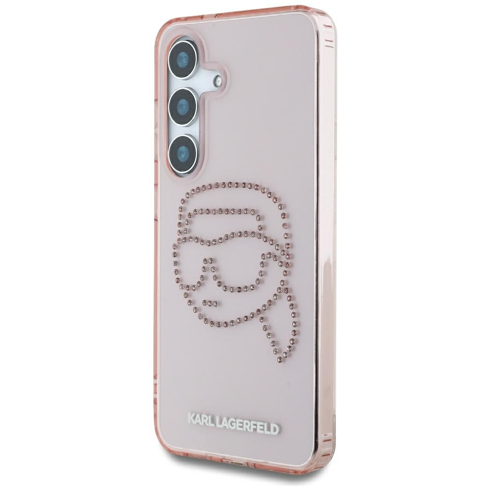 Etui til Samsung Galaxy S25 S931, Karl Lagerfeld, IML Rhinestones Karl's Head, Pink