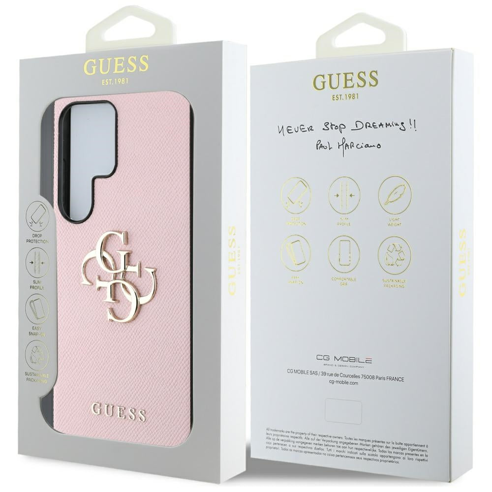 Etui til Samsung Galaxy S25 Ultra S938, Guess, 4G Grained Big and Classic Logo, Pink