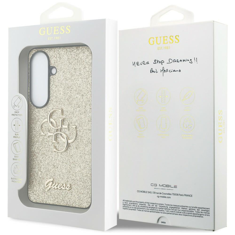 Etui til Samsung Galaxy S26 S942, Guess, Fixed Glitter Big 4G Metal Frame, Guld