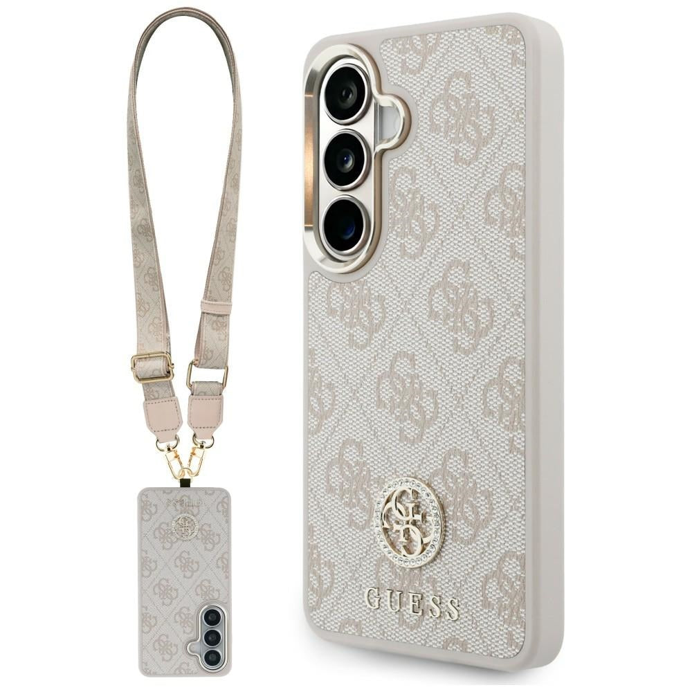Etui til Samsung Galaxy S26 S942, GUESS, 4G Big Rhinestone Triangle Strap, Pink
