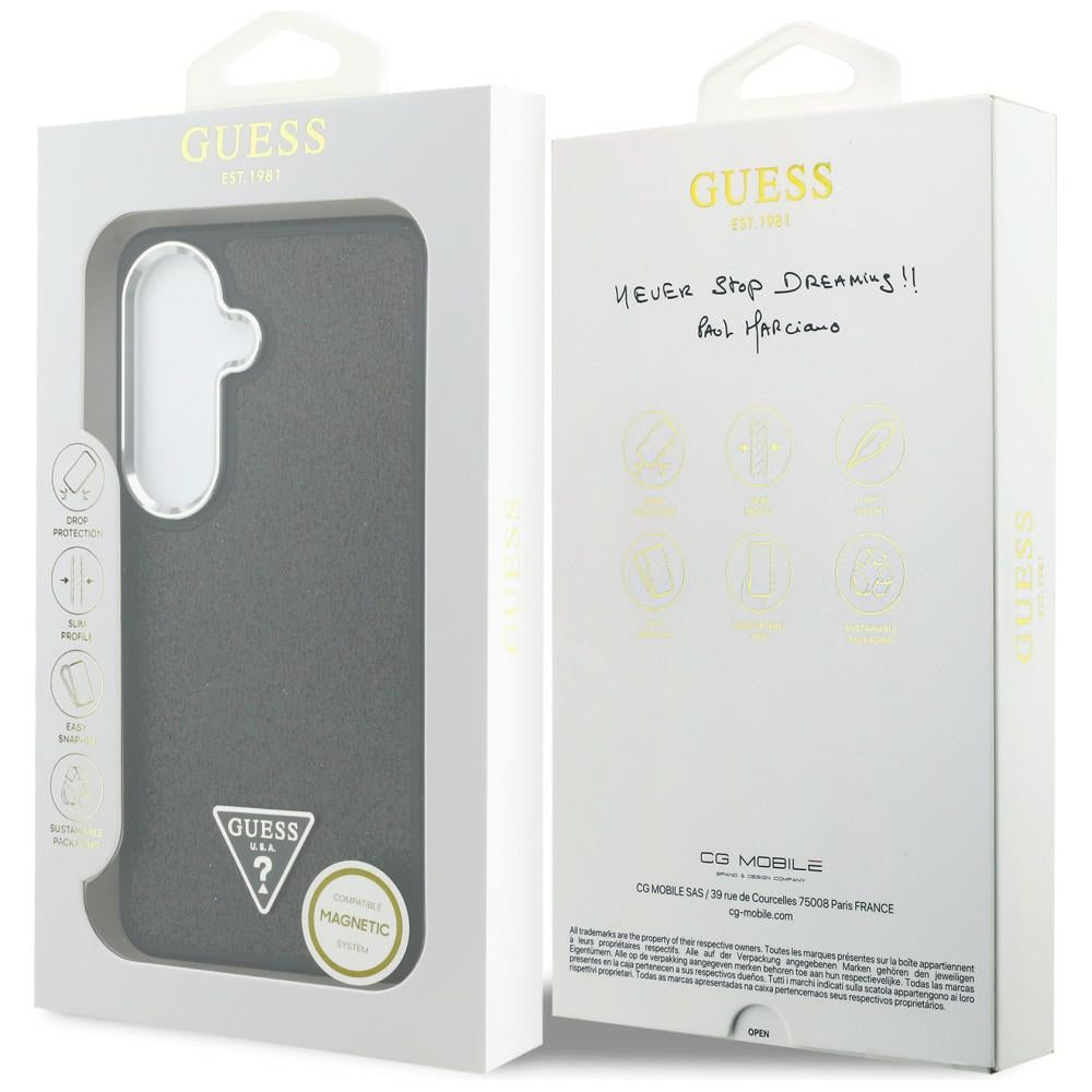 Case for Samsung Galaxy S26 S942, Guess, Fixed Glitter Triangle Logo, Black