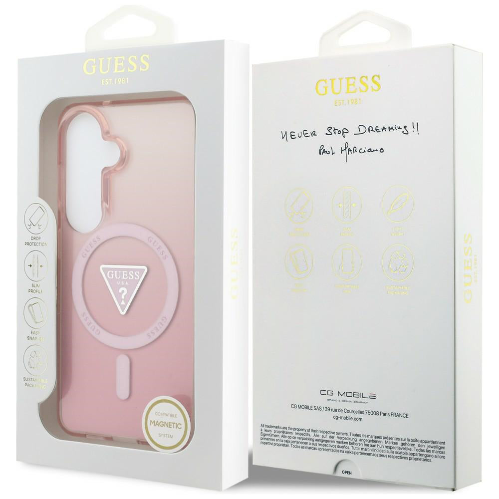 MagSafe cover til Samsung Galaxy S26 S942, Guess, IML Gradient Triangle Logo, Pink