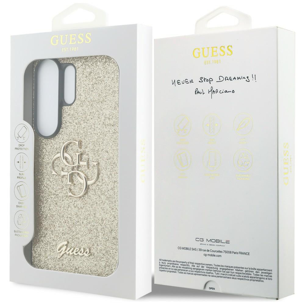 Etui til Samsung Galaxy S26 Ultra S948, Guess, Fixed Glitter Big 4G Metal Frame, Gylden
