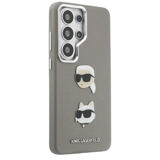 Etui til Samsung Galaxy S26 Ultra S948, Karl Lagerfeld, Saffiano Karl & Choupette's Head Pin, Grå