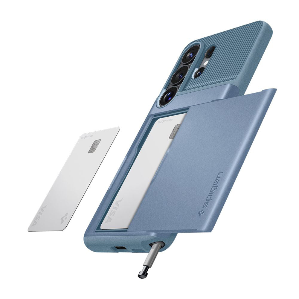 Etui til Samsung Galaxy S26 Ultra S948, Spigen, Slim Armor CS, Blå ACS11225