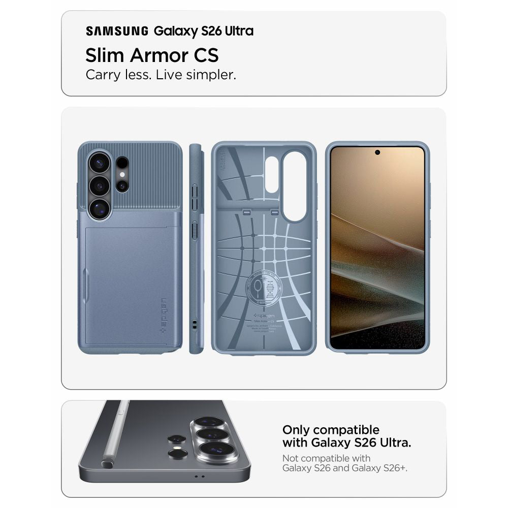 Etui til Samsung Galaxy S26 Ultra S948, Spigen, Slim Armor CS, Blå ACS11225