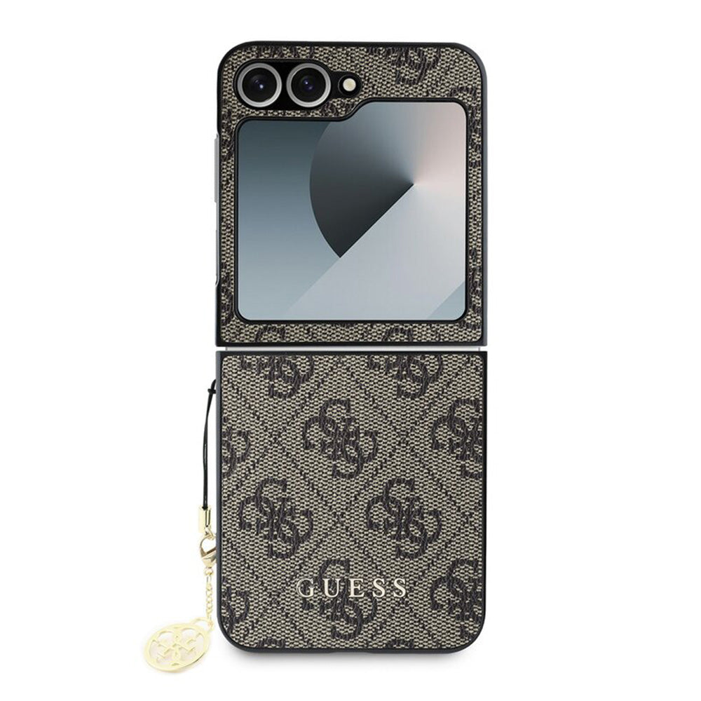 Case for Samsung Galaxy Z Flip7 FE F761 / Z Flip6 F741, Guess, 4G Charm, Brown