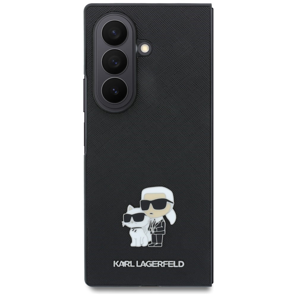 Cover til Samsung Galaxy Z Fold8 Ultra F976, Karl Lagerfeld, Saffiano Karl & Choupette Metal Pin, Sort