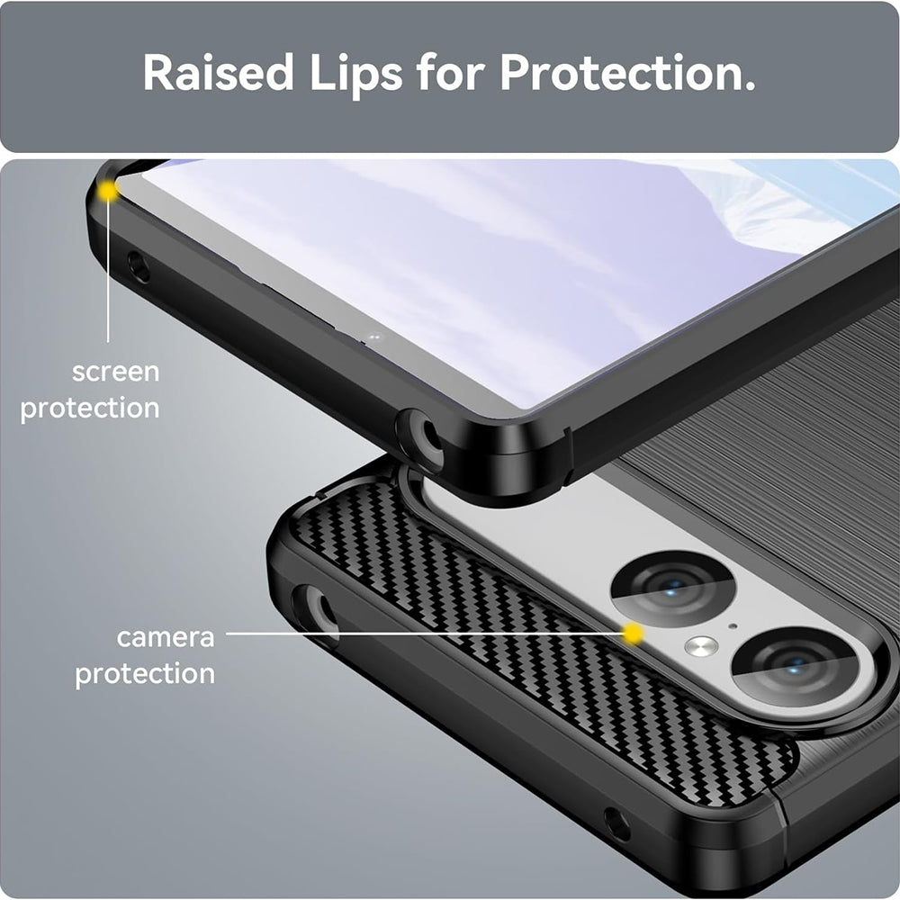 Cover til Sony Xperia 10 VIII, Techsuit, Carbon, Sort