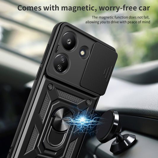 Cover til Xiaomi Poco C65 / Redmi 13C, Techsuit, CamShield, Sort