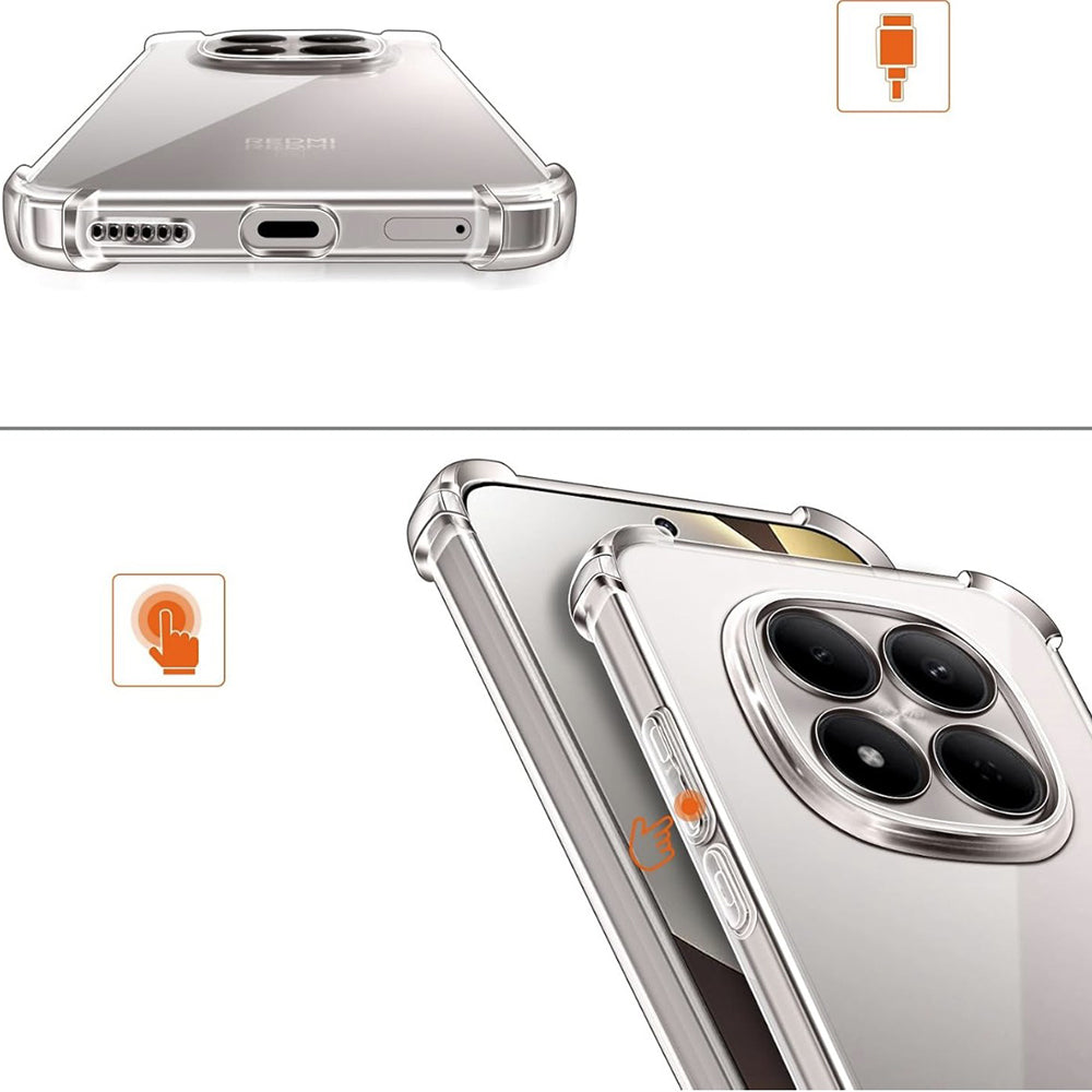 Etui til Xiaomi Poco M8 / Redmi Note 15 5G / Note 15 4G, Techsuit, Stødsikker Klar, Gennemsigtig