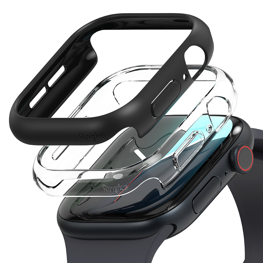 Ringke Slim-etui til Apple Watch Series 10 / 11 46mm, sæt med 2 stk., Mat sort / Transparent