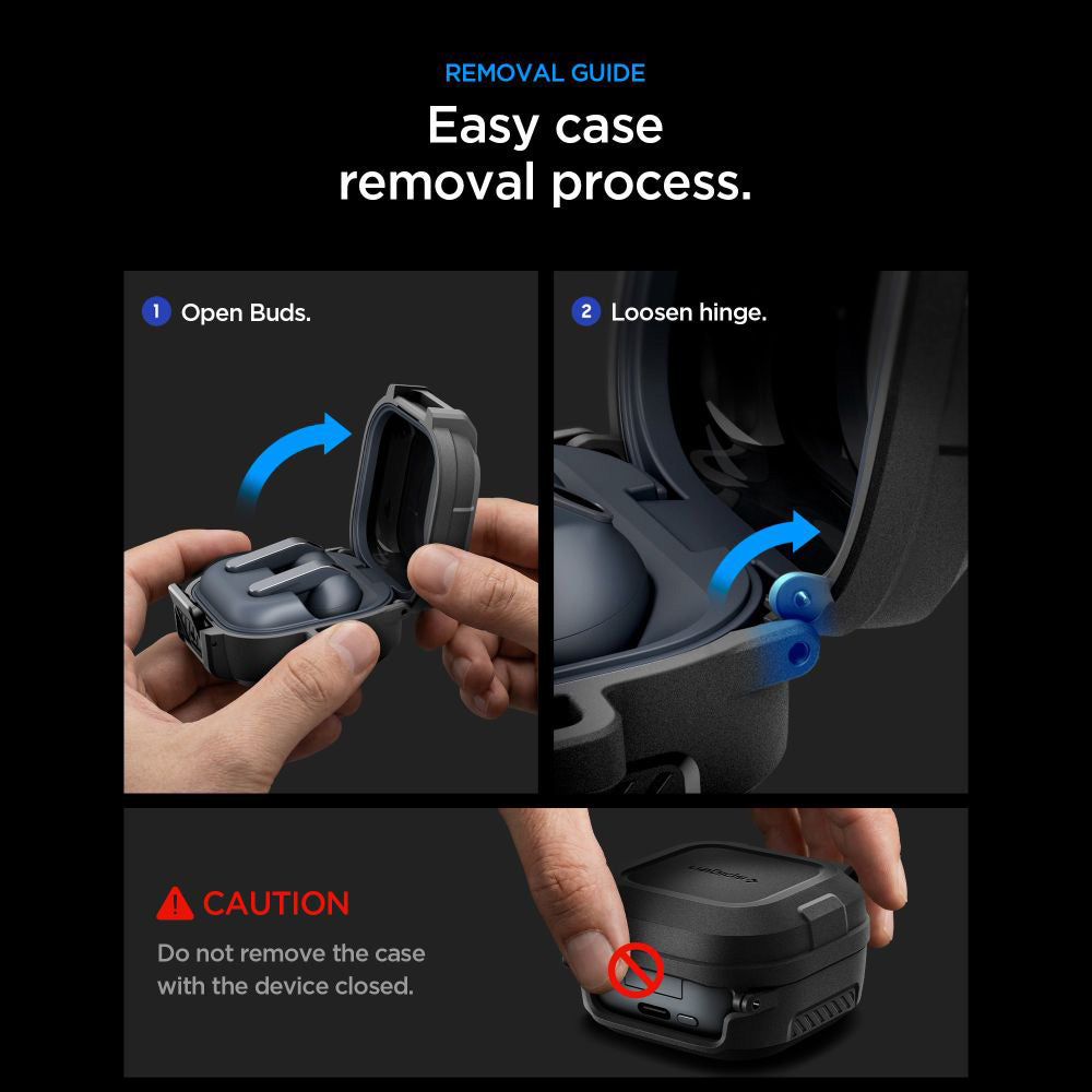 Spigen Lock Fit cover til Samsung Galaxy Buds4 / Buds4 Pro, Mat Sort ACS11202