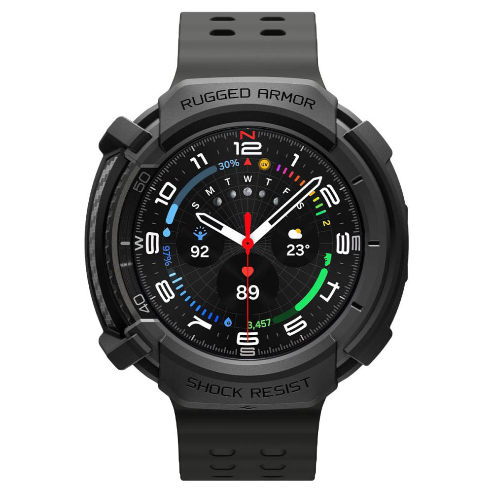 Spigen Rugged Armor cover til Samsung Galaxy Watch8 Classic, Mat Sort ACS10012