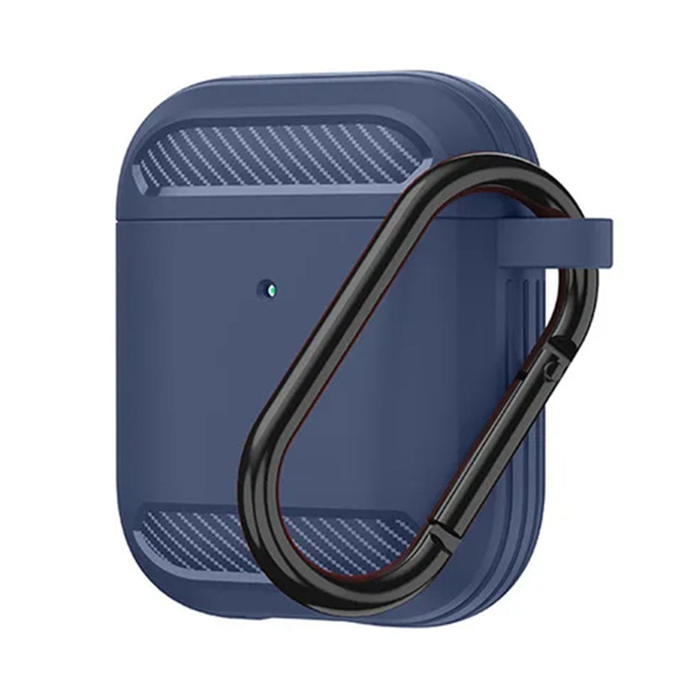 Techsuit Carbon Case for Apple AirPods Gen 2 / Gen 1, Navy Blue