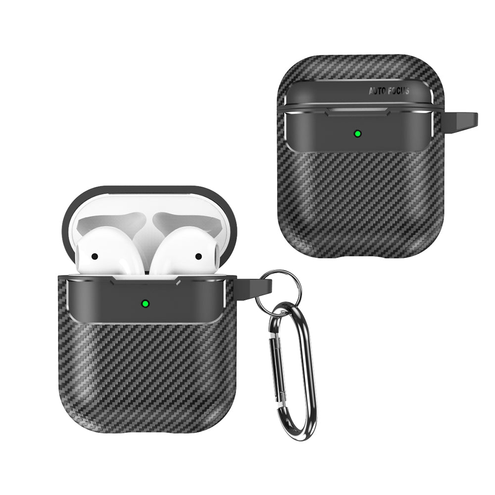 Techsuit CarbonFiber-etui til Apple AirPods Gen 2 / Gen 1, Sort