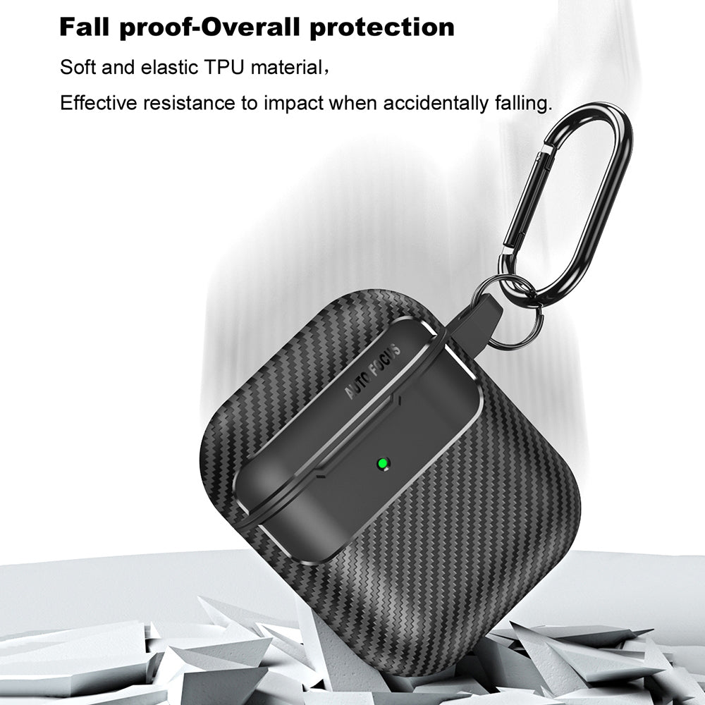 Techsuit CarbonFiber-etui til Apple AirPods Gen 2 / Gen 1, Sort