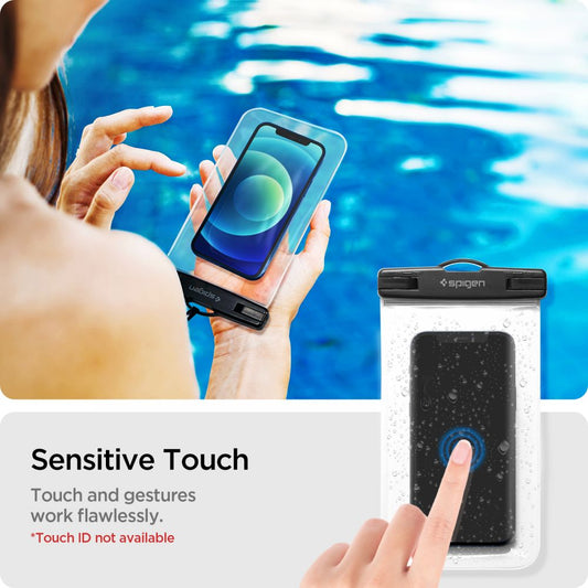 Universal Vandtæt Telefoncover til Telefoner max. 3.5inch - 7inch, Spigen, A601, Sæt med 2 stykker, Gennemsigtig AMP03098