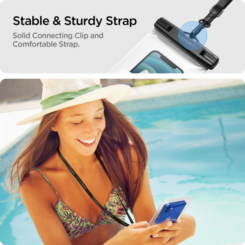 Universal Vandtæt Telefoncover til Telefoner max. 3.5inch - 7inch, Spigen, A601, Sæt med 2 stykker, Gennemsigtig AMP03098