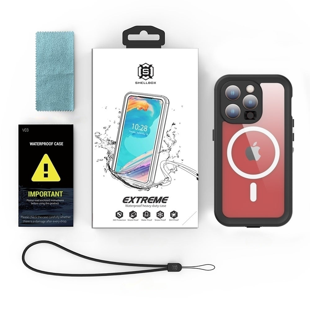 Waterproof MagSafe Cover til Apple iPhone 15 Pro, ShellBox, Sort