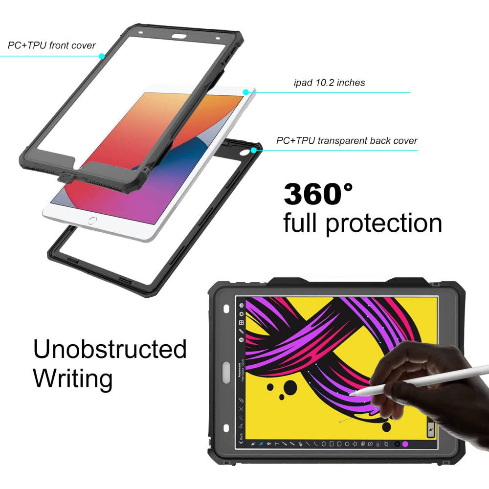 Waterproof-etui til Apple iPad 10.2 (2021) / 10.2 (2020) / 10.2 (2019), ShellBox, Sort