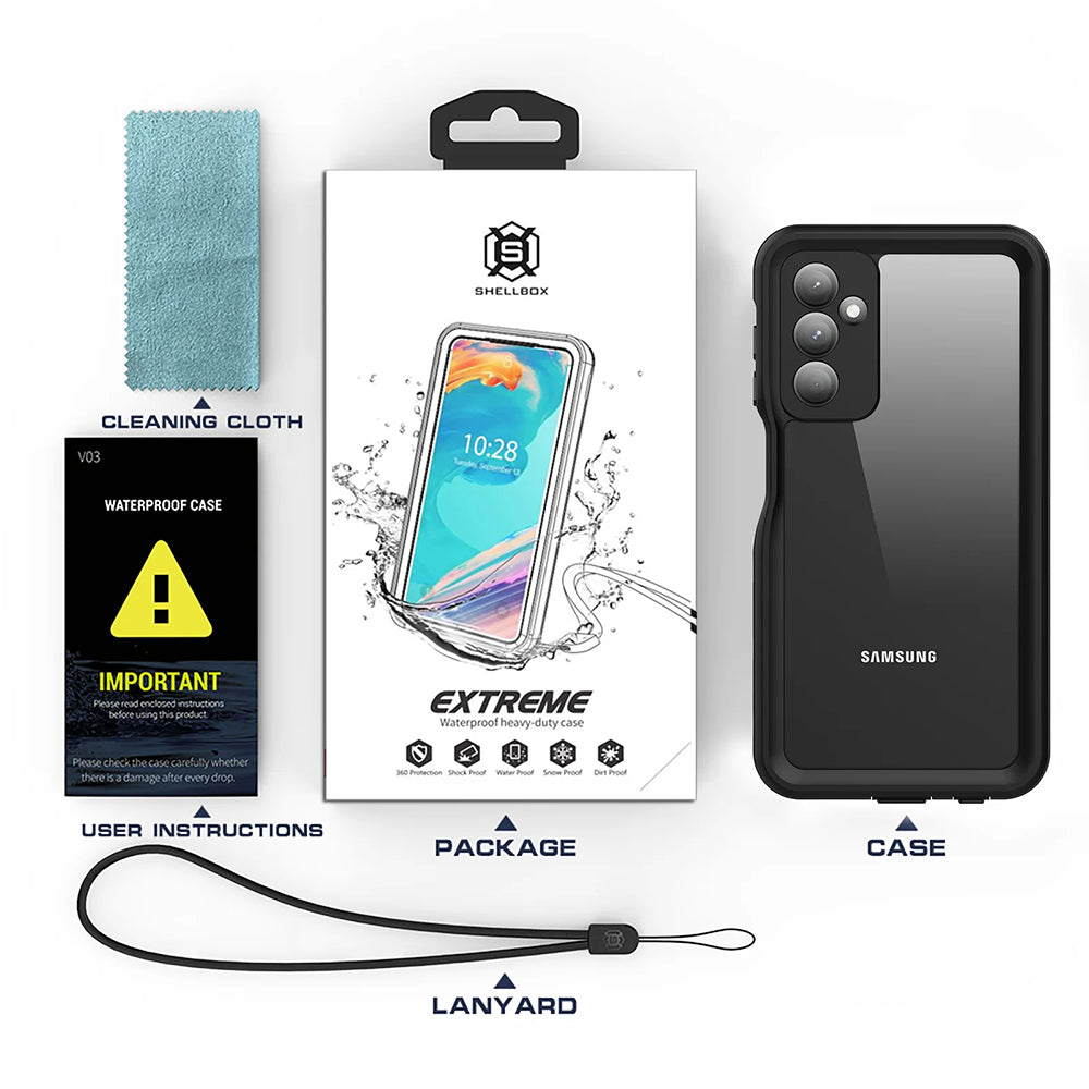 Vandtæt cover til Samsung Galaxy A25 A256, ShellBox, Sort