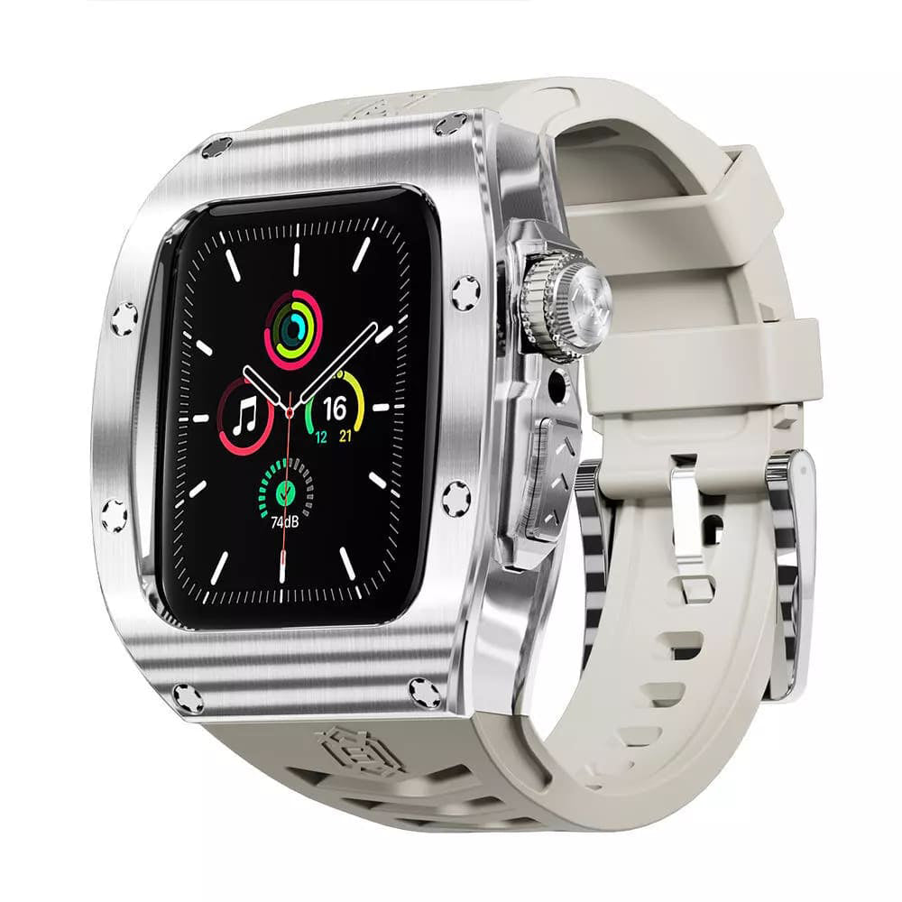 Vandtæt ShellBox etui til Apple Watch 45mm Series, Sølvfarvet