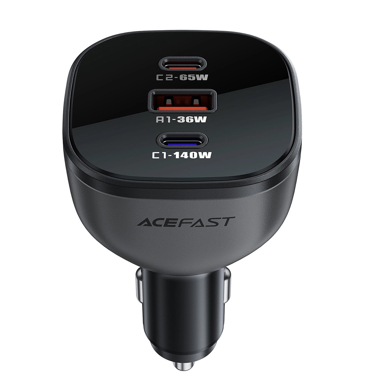 Acefast B14 Biloplader, 165W, 5A, 1 x USB-A - 2 x USB-C, Sort
