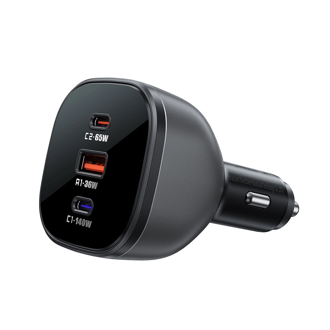 Acefast B14 Biloplader, 165W, 5A, 1 x USB-A - 2 x USB-C, Sort
