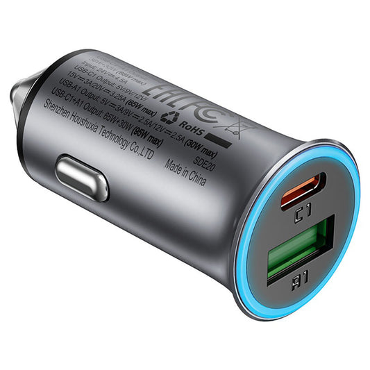 Biloplader Acefast B16, 95W, 3.25A, 1 x USB-A - 1 x USB-C, Grå