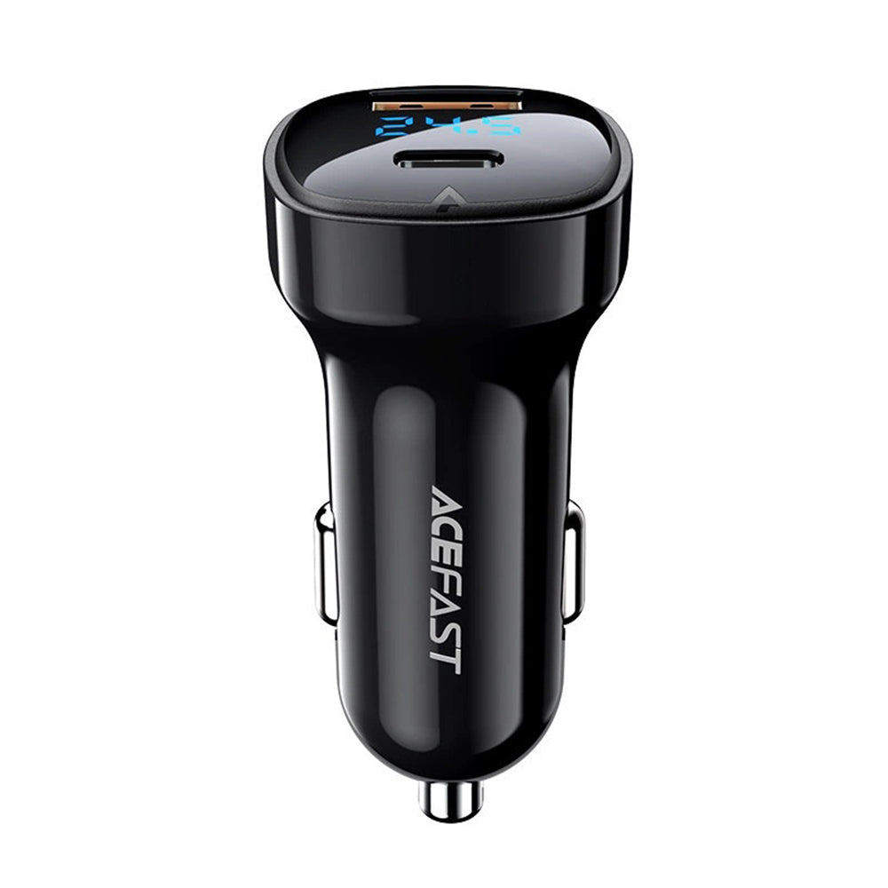 Biloplader Acefast B4, 66W, 3A, 1 x USB-A - 1 x USB-C, Sort