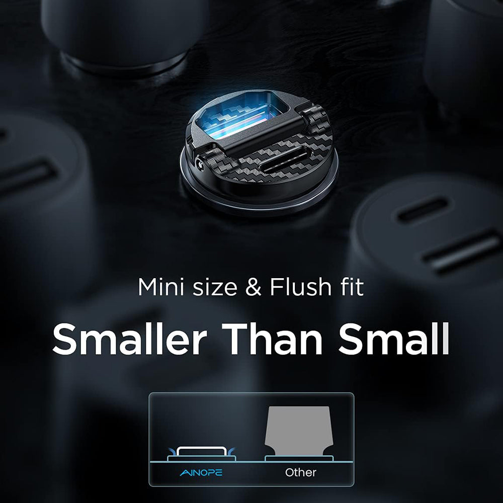 Biloplader Ainope, 30W, 5A, 1 x USB-A - 1 x USB-C, Sort