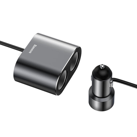 Car Charger Baseus High Efficiency, 95W, 2.1A, 2 x Cigarette Lighter Extension - 2 x USB-A, Grey CRDYQ-01 CRDYQ-01